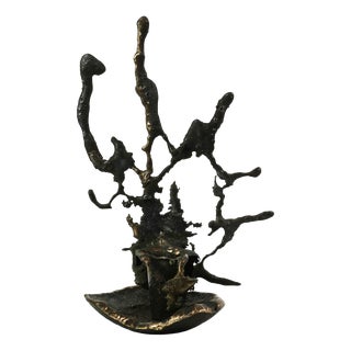 Brutalist Cast Iron Candlestick, Belgium, 1960s For Sale