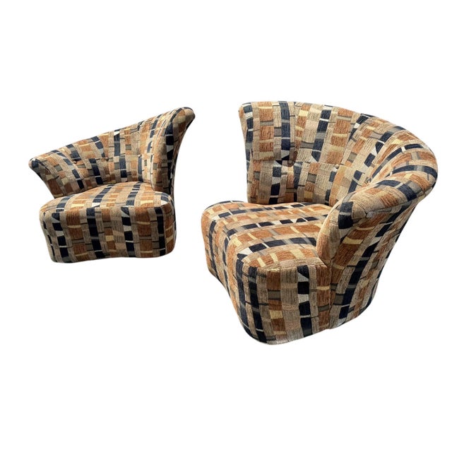 Postmodern Post Modern Swivel Lounge Chairs - Set of 2 For Sale - Image 3 of 7