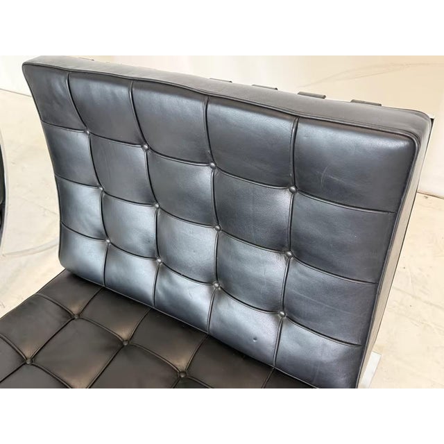 Leather Barcelona Chairs by Ludwig Mies van der Rohe for Knoll Inc., Set of 2 For Sale - Image 12 of 17