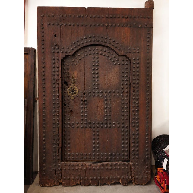 Monumental 19th-Century Moroccan Moorish Studded Wood Riad Door For Sale In Palm Springs - Image 6 of 15