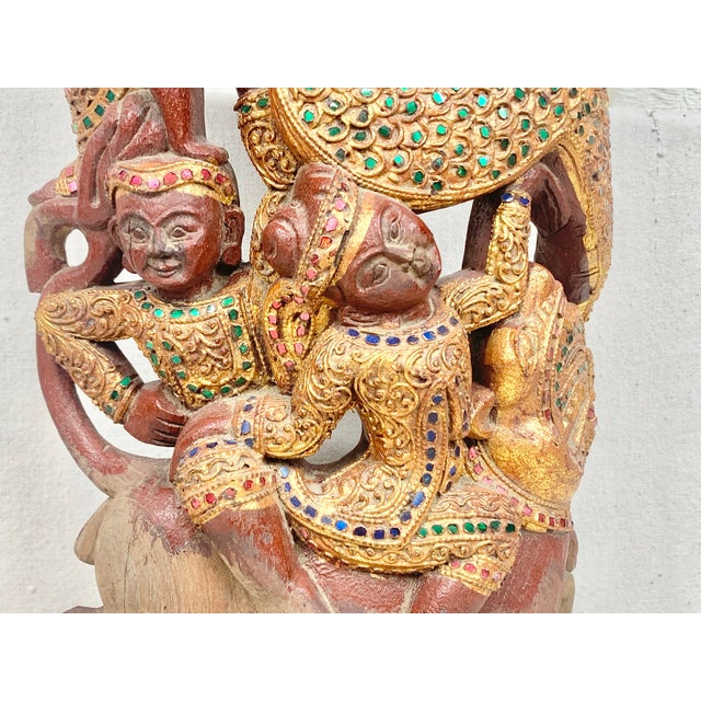 Vintage Hand Carved Wooden Tibetan Totem For Sale - Image 4 of 13