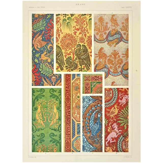 Arab Decorative Style is a print on ivory-colored paper realized by Andrea Alessio in the early 20th Century. Signed on...