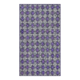 Doris Leslie Blau Vibrant Vintage American Hooked Rug in Purple and Grey For Sale