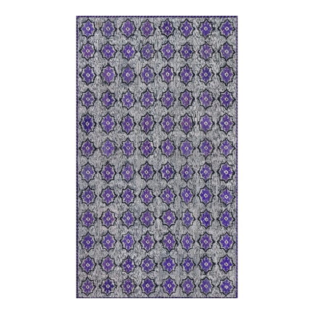 Doris Leslie Blau Vibrant Vintage American Hooked Rug in Purple and Grey For Sale