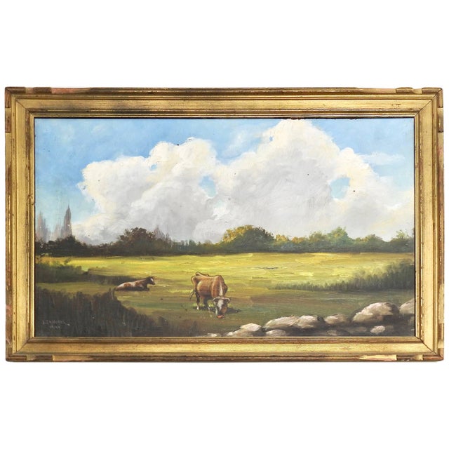 Midcentury Signed Painting on Board J. Sanchez, 1949 For Sale - Image 10 of 10