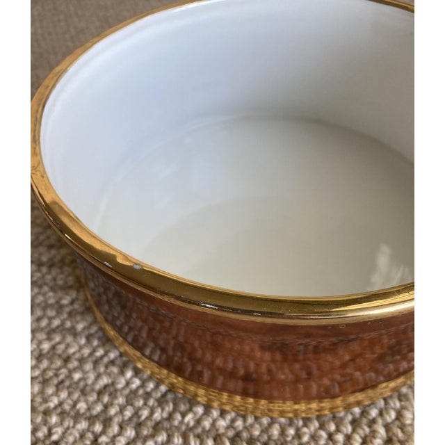 Ceramic 1990s Italian Faux Bois Burlwood and Gold Ceramic Lidded Jar/Box For Sale - Image 7 of 9