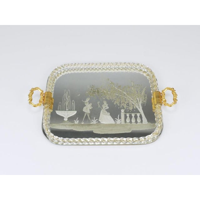A wonderful decorative rectangular Venetian serving tray by Ercole Barovier, dating from the 1940s and handcrafted in...