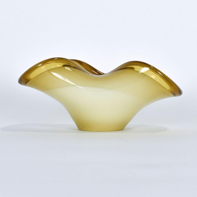 1960s Amber & Brown European Art Glass Bowl For Sale - Image 4 of 10