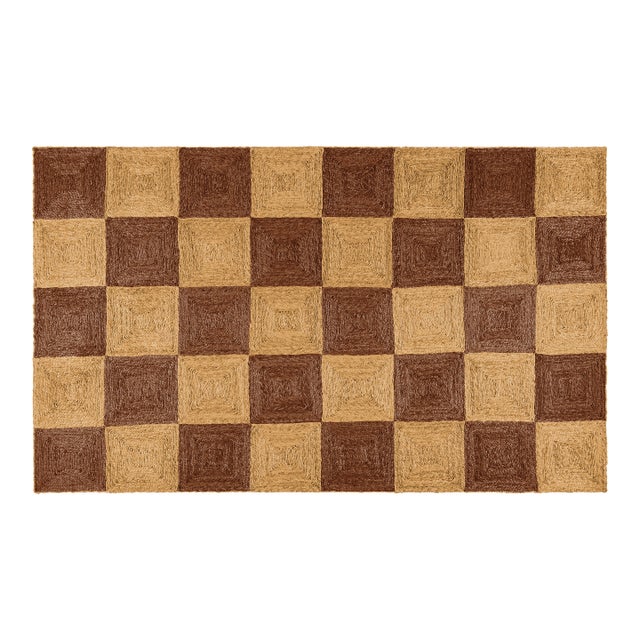 Part & Parcel Goods Jute Block Rug, 15'x20', Chocolate and Nutmeg For Sale