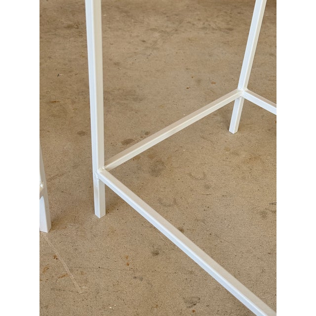 Pair of Vintage Coastal Regency Greek Key Plant Stands For Sale - Image 9 of 12