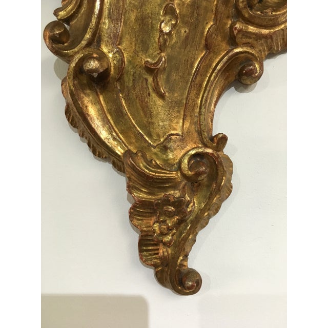 Gold Pair of 19th Century Italian Rococo Giltwood Wall Shelves With Original Gold Leaf For Sale - Image 8 of 12