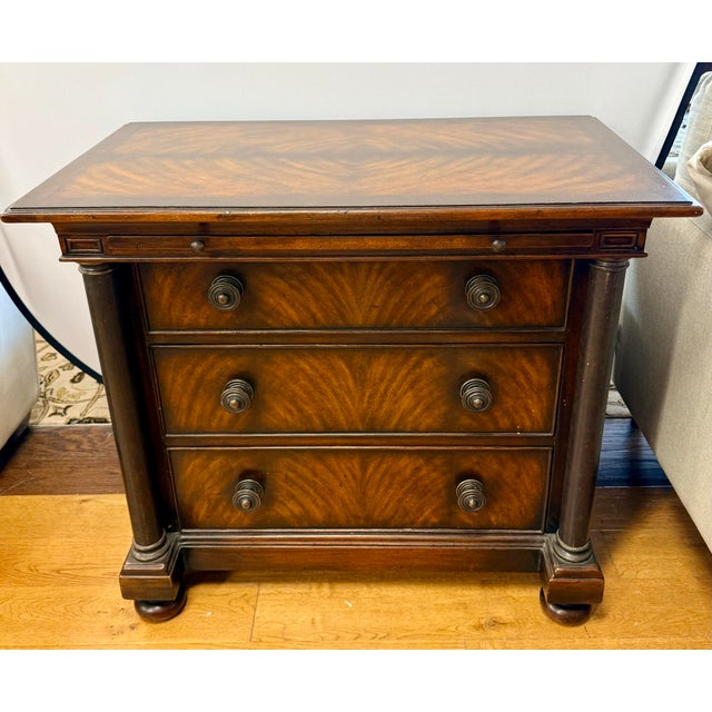 Chippendale Bachelors Three Drawer Chest Mahogany With Secretary Pullout Table Feature For Sale - Image 3 of 6