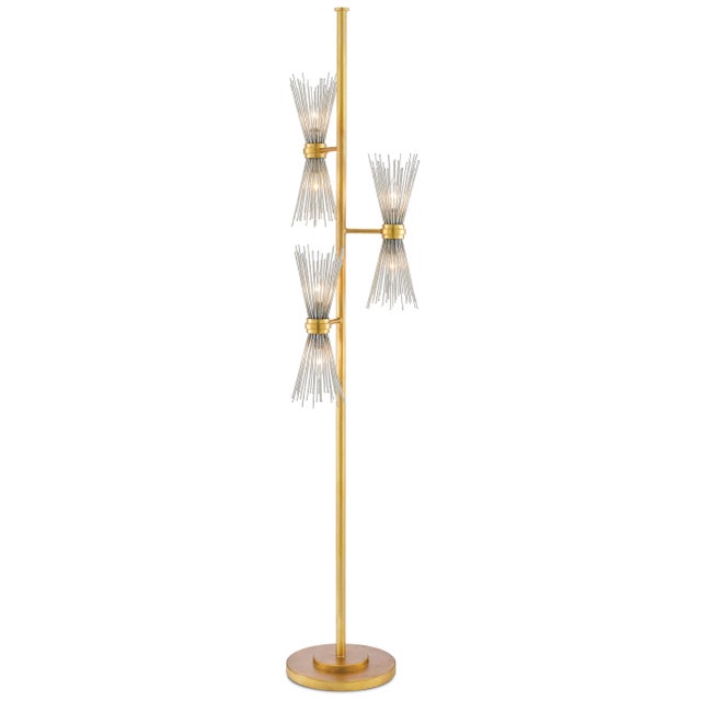 Angling away from articulated clasps, the shades of our Novatude Floor Lamp effervesce. The wrought iron frame in an...