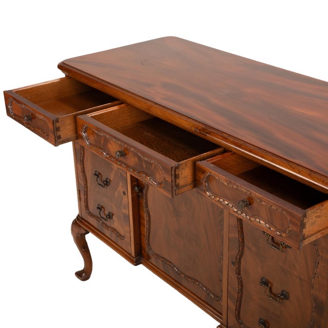 Wood Antique French Provincial Style Flamed Mahogany Sideboard Buffet For Sale - Image 7 of 12