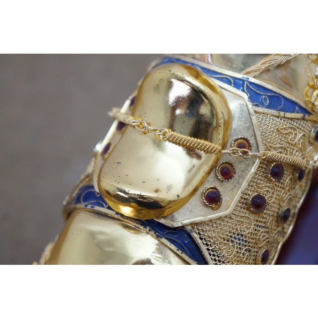 Vintage Chinese Gold Plated Jeweled Tang Horse Sculpture Statue 10" For Sale - Image 9 of 16