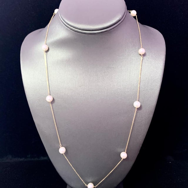 Fine Quality Akoya Pearl Necklace 8-7.50 mm 14k Gold 24.50" Women Certified $2,575 721781 This is a Unique Custom Made...