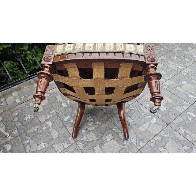 19th Century Carved Wooden Armchair with Casters For Sale - Image 12 of 16