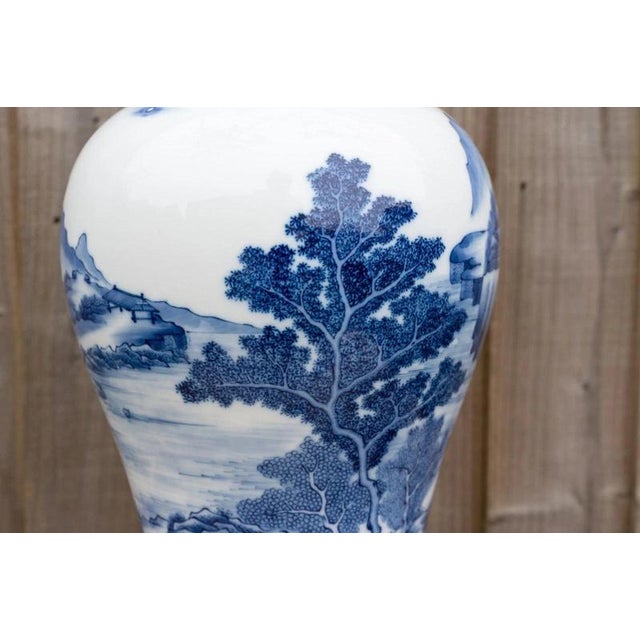 20th Century Chinese Blue and White Kangxi-Style Meiping Porcelain Vase For Sale - Image 9 of 18