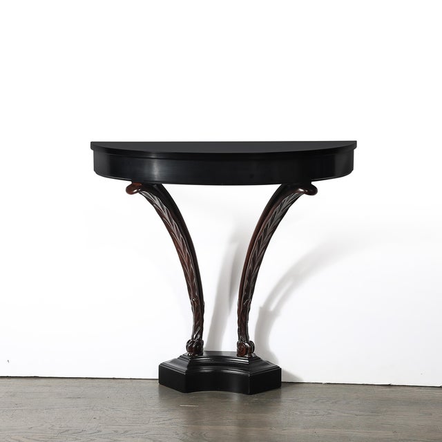 Art Deco Art Deco Ebonized Walnut Wall Console W/ Acanthus Supports by Grosfeld House For Sale - Image 3 of 15