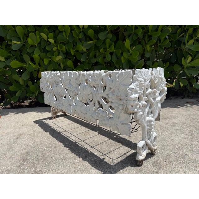 White Vintage Cast Iron Grapevine Motif Jardiniere Planter For Sale - Image 8 of 12