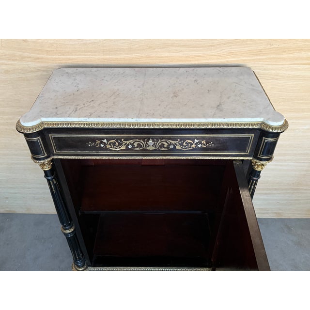 French 19th Century Napoleon III Period Cabinet With Metal Inlays For Sale - Image 6 of 13