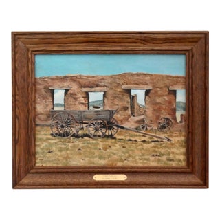 Wagon at Fort Union Ruins Oil Painting, Connie Blake For Sale