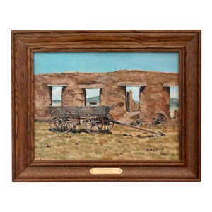 Wagon at Fort Union Ruins Oil Painting, Connie Blake