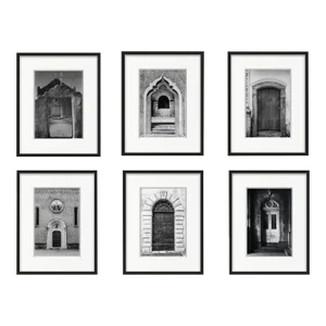 Set of 6 - 'Doors' #1 Framed Contemporary Black and White Gallery Wall of Photographs Installation