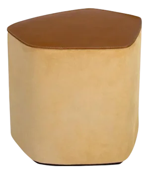 Small Pouf in Vegetable Leather and Suede and Poplar Plywood by Oscar Maschera