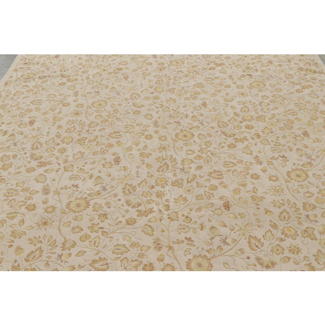 Traditional Rug & Kilim’s Tudor Style Rug in White With Beige-Brown Floral Patterns For Sale - Image 3 of 9