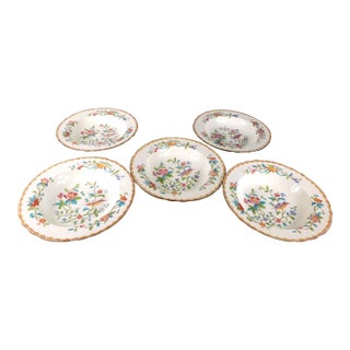 1960s John Aynsley and Sons Soup Bowls in Pattern 5683 - Set of Five For Sale