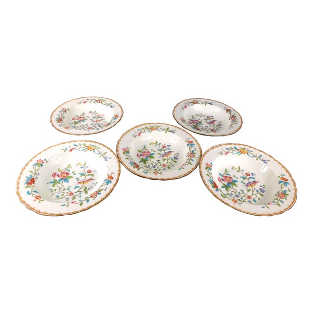 1960s John Aynsley and Sons Soup Bowls in Pattern 5683 - Set of Five For Sale