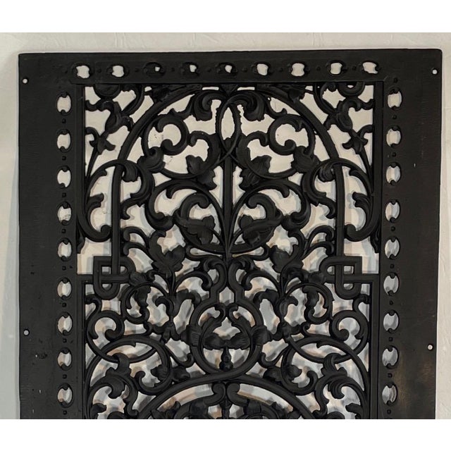 Circa 1880 Large Reclaimed Antique Cast Iron Heat Registers - A Pair For Sale - Image 4 of 7