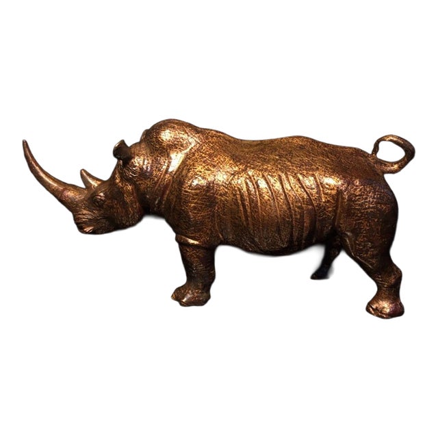 Late 19th Century Gilt Bronze Rhinoceros Statue, 1.1kg For Sale