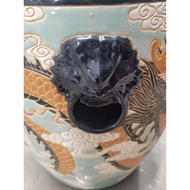 Ceramic Vintage Chinoiserie Dragon Cloud Foodog Ceramic Garden Stools- A Pair For Sale - Image 7 of 7