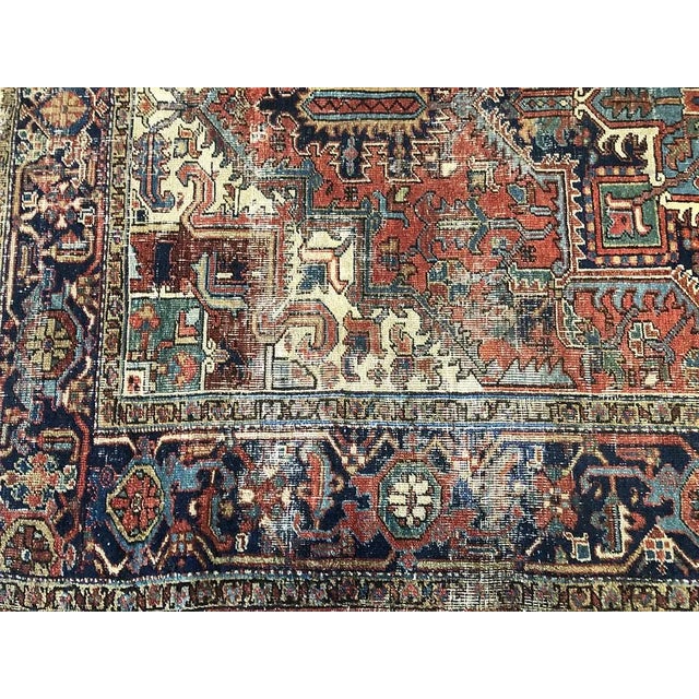 Textile 1920s Antique 6'x9' Distressed Heriz Area Rug For Sale - Image 7 of 9