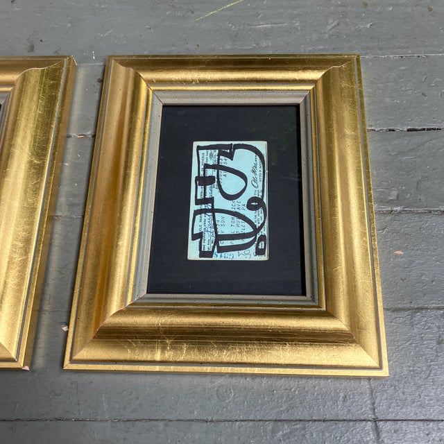 Abstract Contemporary Two Original Wayne Cunningham Abstract Marker Drawings on Vintage Registration Cards- Set of Two For Sale - Image 3 of 5