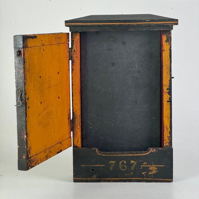 Black Antique 19th Century Carpenter's Front-Shop Mailbox For Sale - Image 8 of 12
