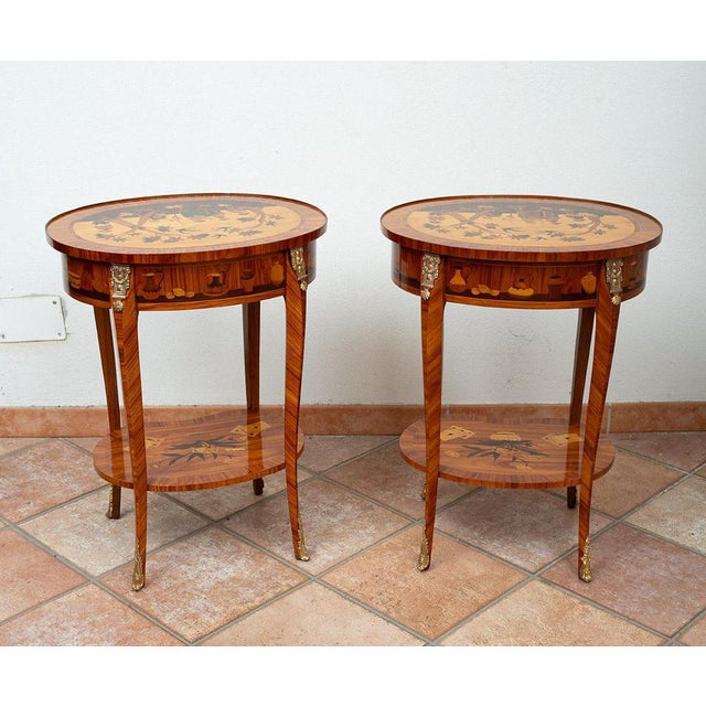 Metal Antique Early 20th Century Napoleon III Chinese Side Tables, France, Set of 2 For Sale - Image 7 of 8