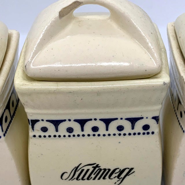 Antique White Vintage German Porcelain Spice Jars - Set of 5 For Sale - Image 8 of 10