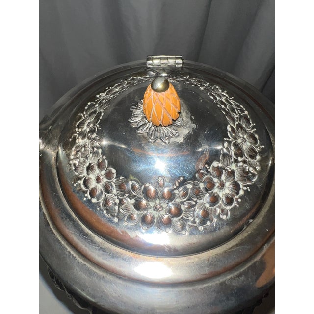 English Late 19th Century Ornate Sterling Silver Teapot With Tilting Warmer Stand, Floral Repoussé For Sale - Image 3 of 15