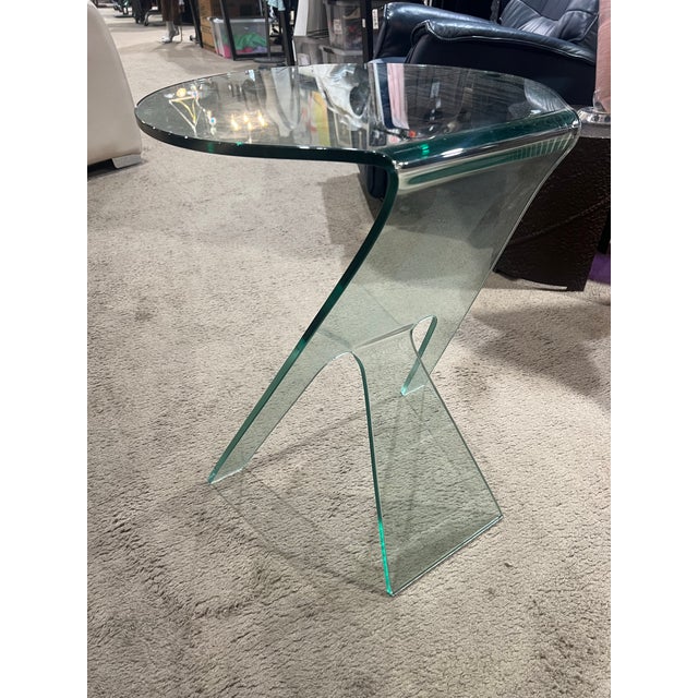 Contemporary Grillo "Journey" Clear Glass Side Table For Sale - Image 3 of 6