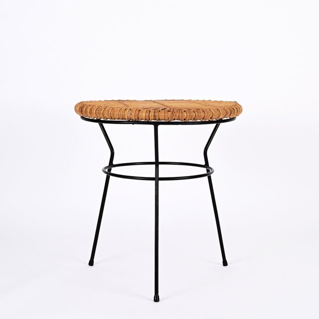 French Riviera Rattan, Wicker and Iron Coffee Table by Roberto Mango, Italy, 1960s For Sale - Image 10 of 14