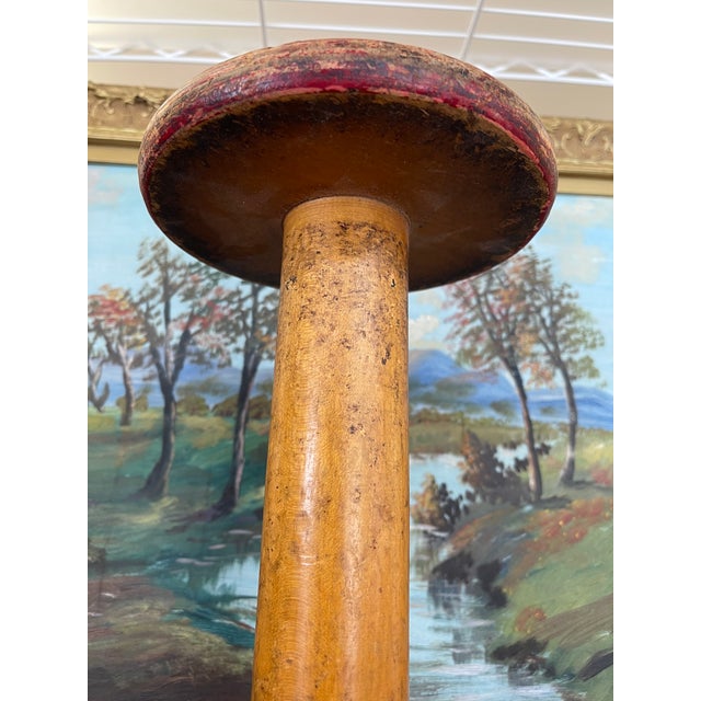 Textile Industrial Wooden Textile Mill Bobbin or Spool With Red Painted Ends For Sale - Image 7 of 10