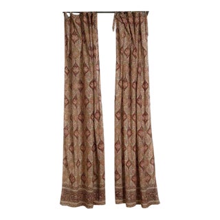 Mehrab 45" X 84" Tan/Maroon Curtain For Sale