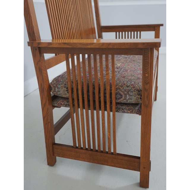 Wood Stickley Mission Oak Spindle Settee Loveseat For Sale - Image 7 of 18