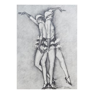 1925 French Art Deco Lithograph- Dancers For Sale