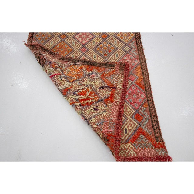 Mid 20th Century 1960s Vintage Embroidered Kilim Rug- 1′11″ × 7′6″ For Sale - Image 5 of 7