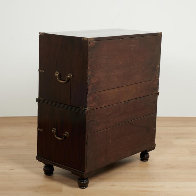 Antique English British Colonial Campaign Chest With Pullout Desk For Sale - Image 18 of 18