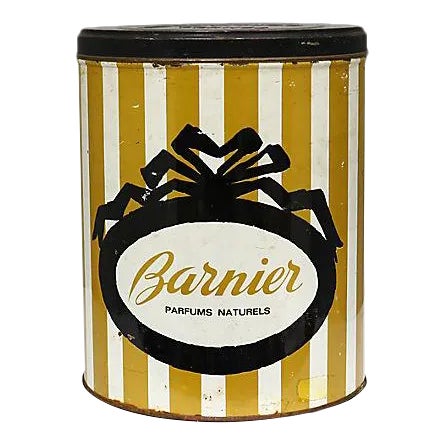 Midcentury French Perfume Shop Tin Box For Sale